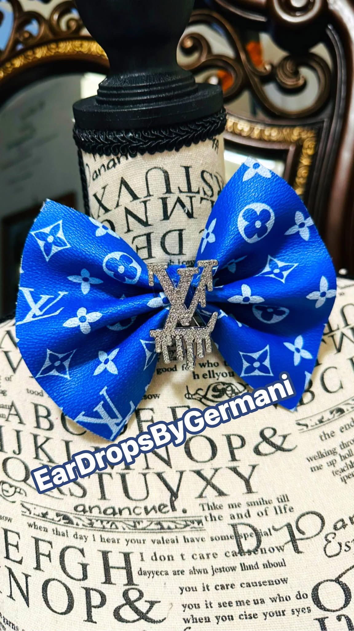 Royal Blue Leather Denim Fashion Bowtie