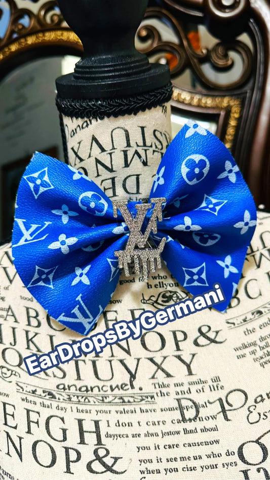 Royal Blue Leather Denim Fashion Bowtie