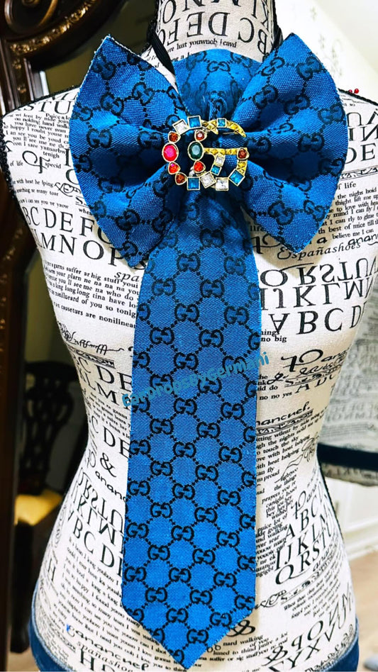 Turquoise Blue GiGi Denim Bowtie Necktie￼