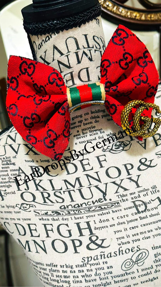 Red Black GiGi with 3 Color GiGi Ribbon Denim Fashion Bowtie