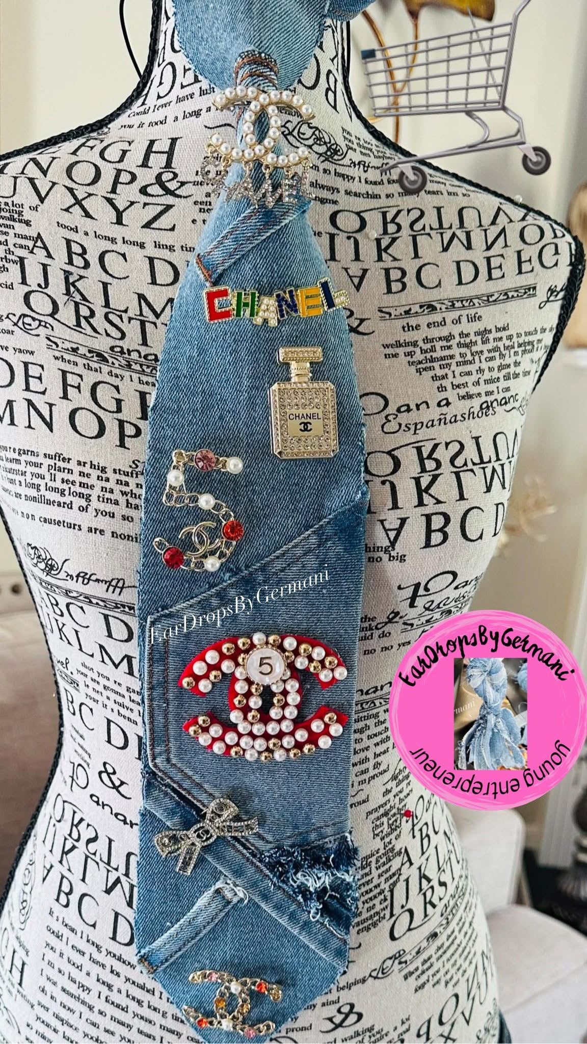 Elegant Denim Junk Necktie Necklace