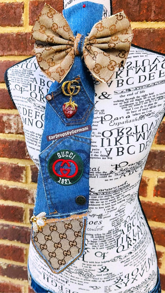 Distressed Denim Bow Tie Necktie