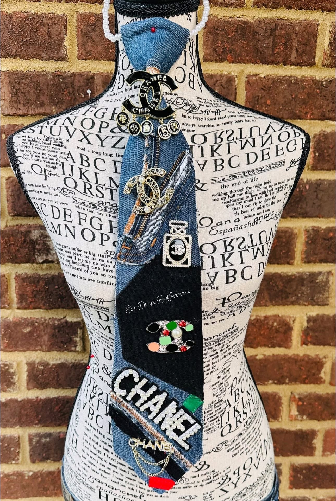 Black & Denim Upcycled Necktie