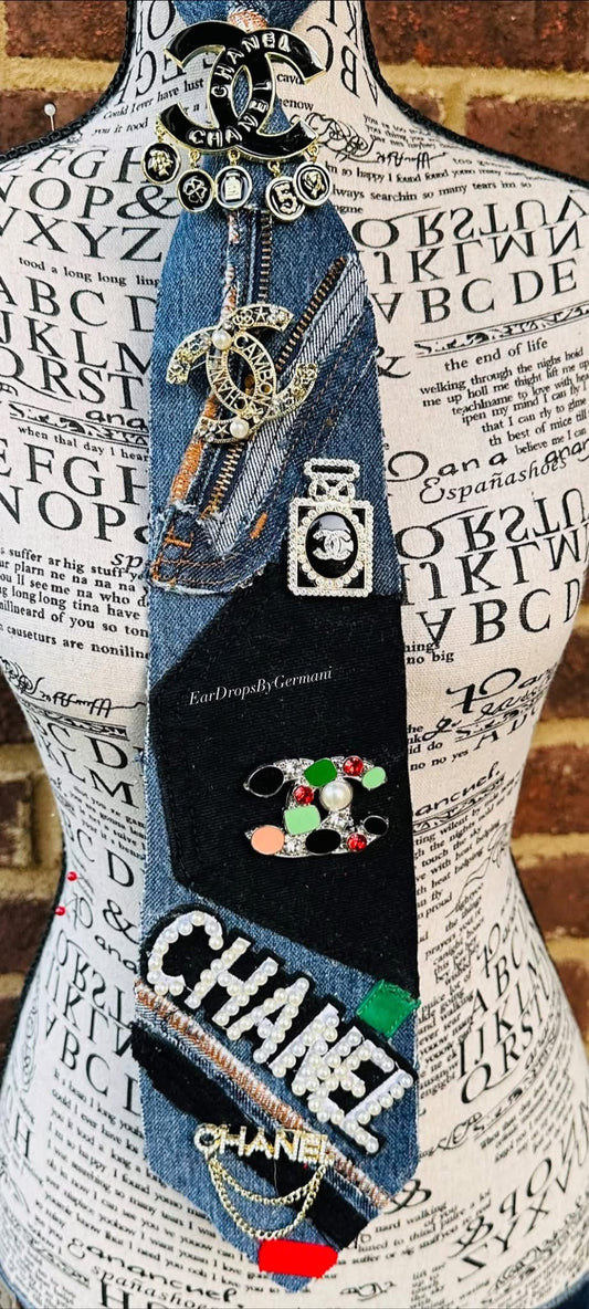 Black & Denim Upcycled Necktie