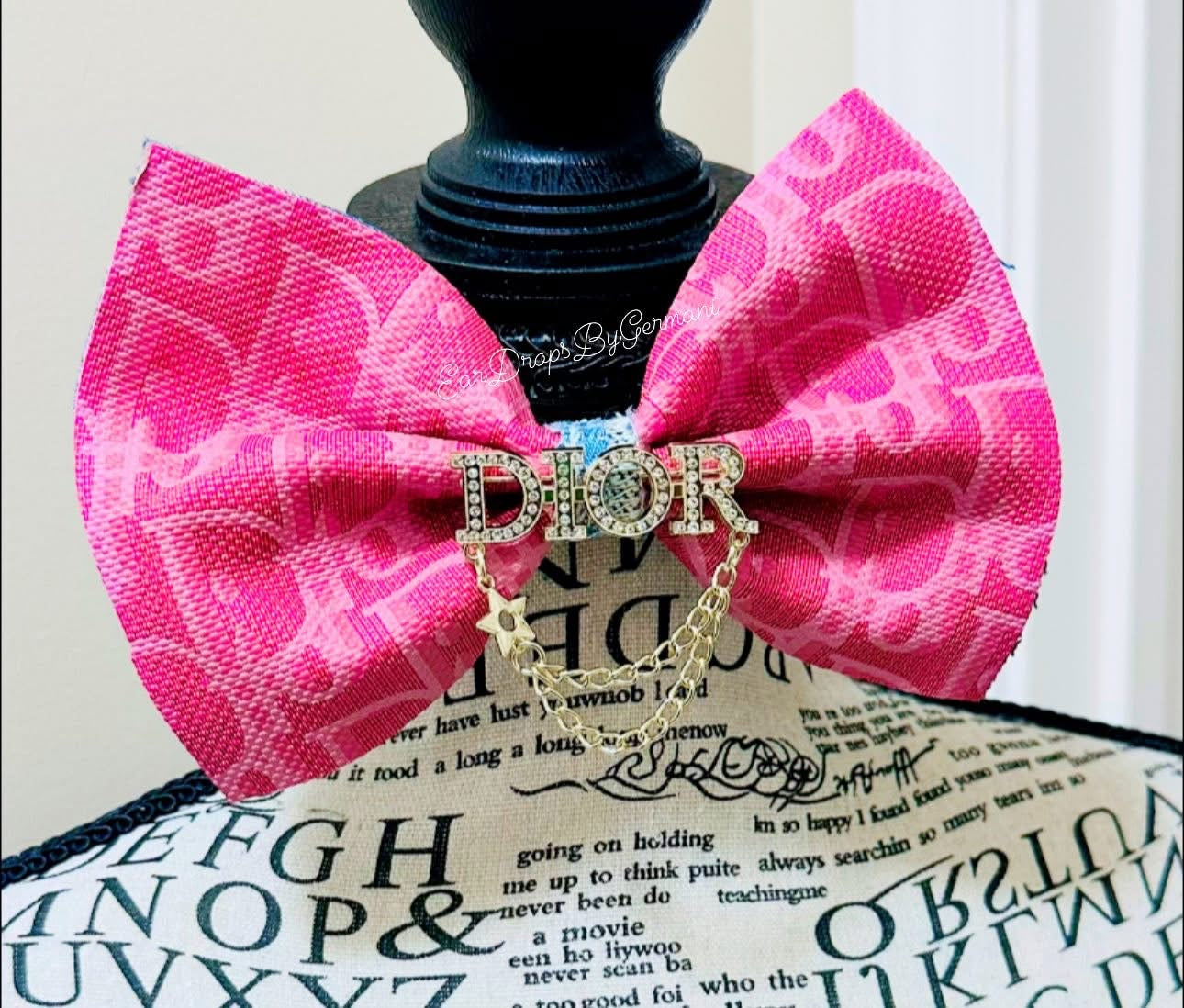 Pinky D Denim BowTie with Brooch