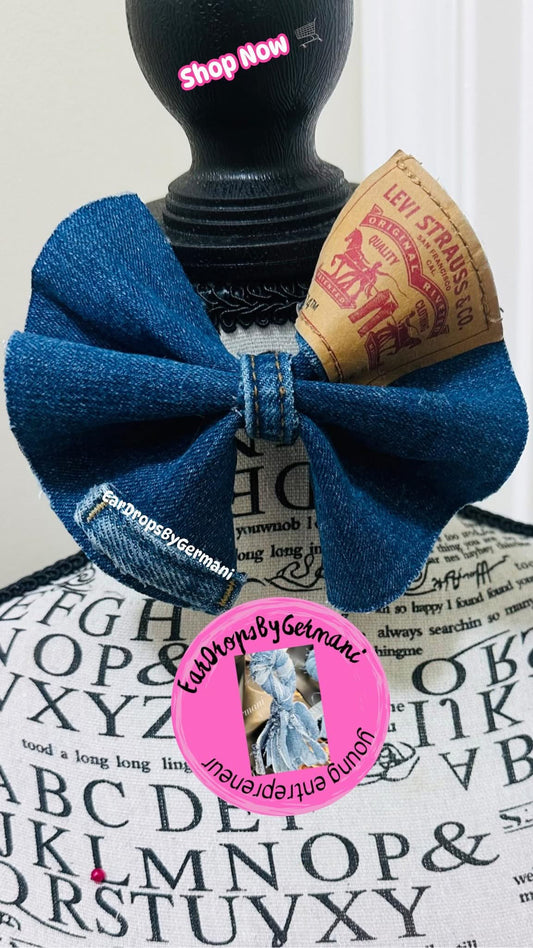 Distressed Denim Bow tie