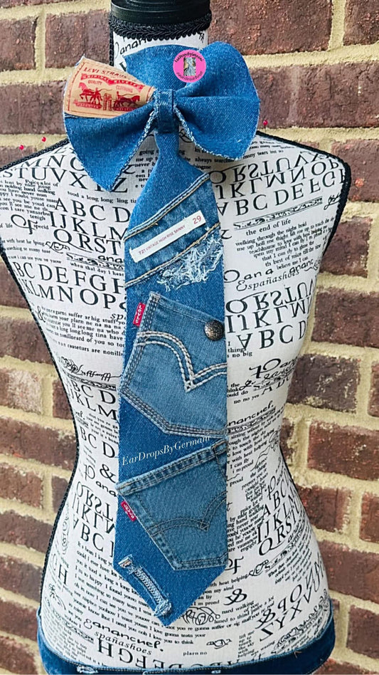 Distressed Denim Necktie