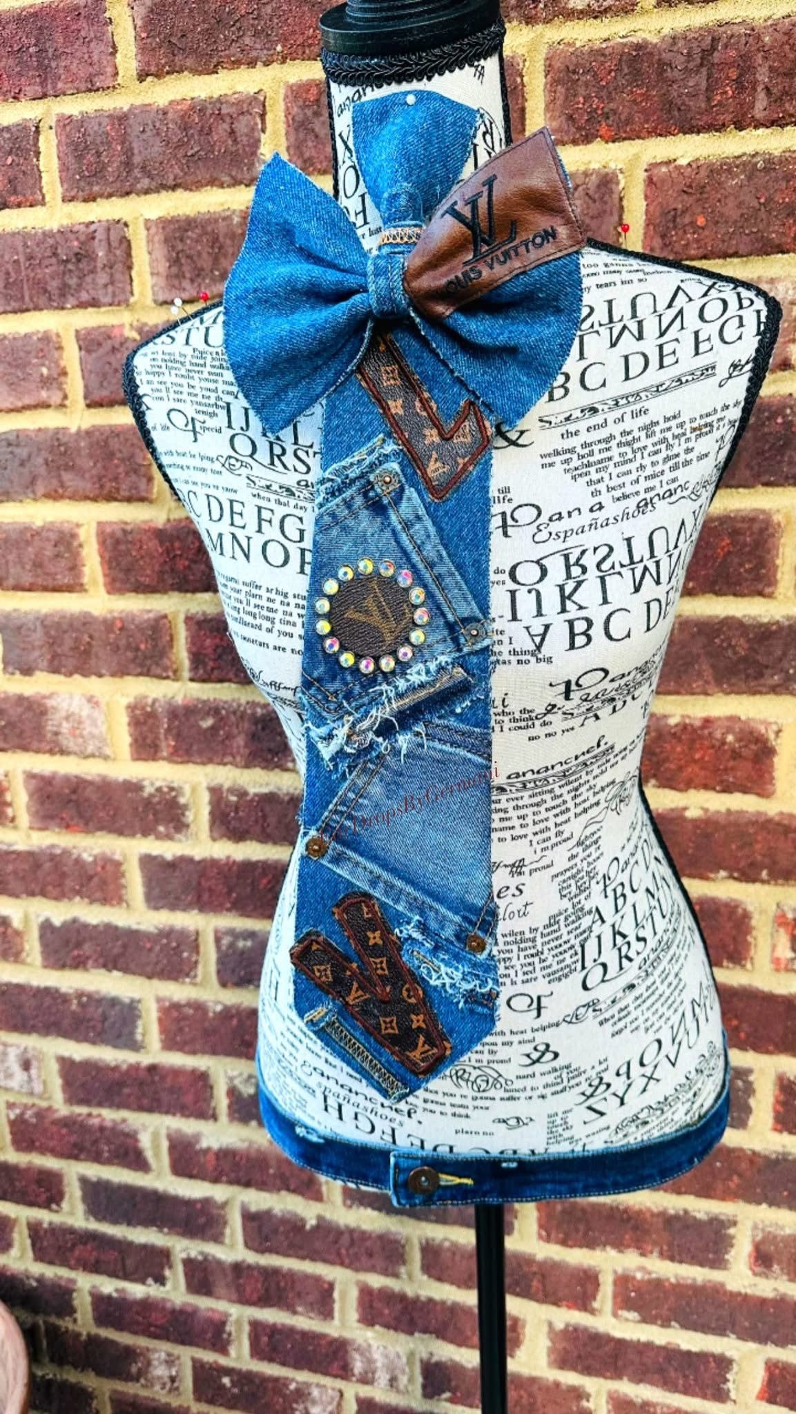 Chocolate Caramel  Denim with Patch Bowtie  Necktie