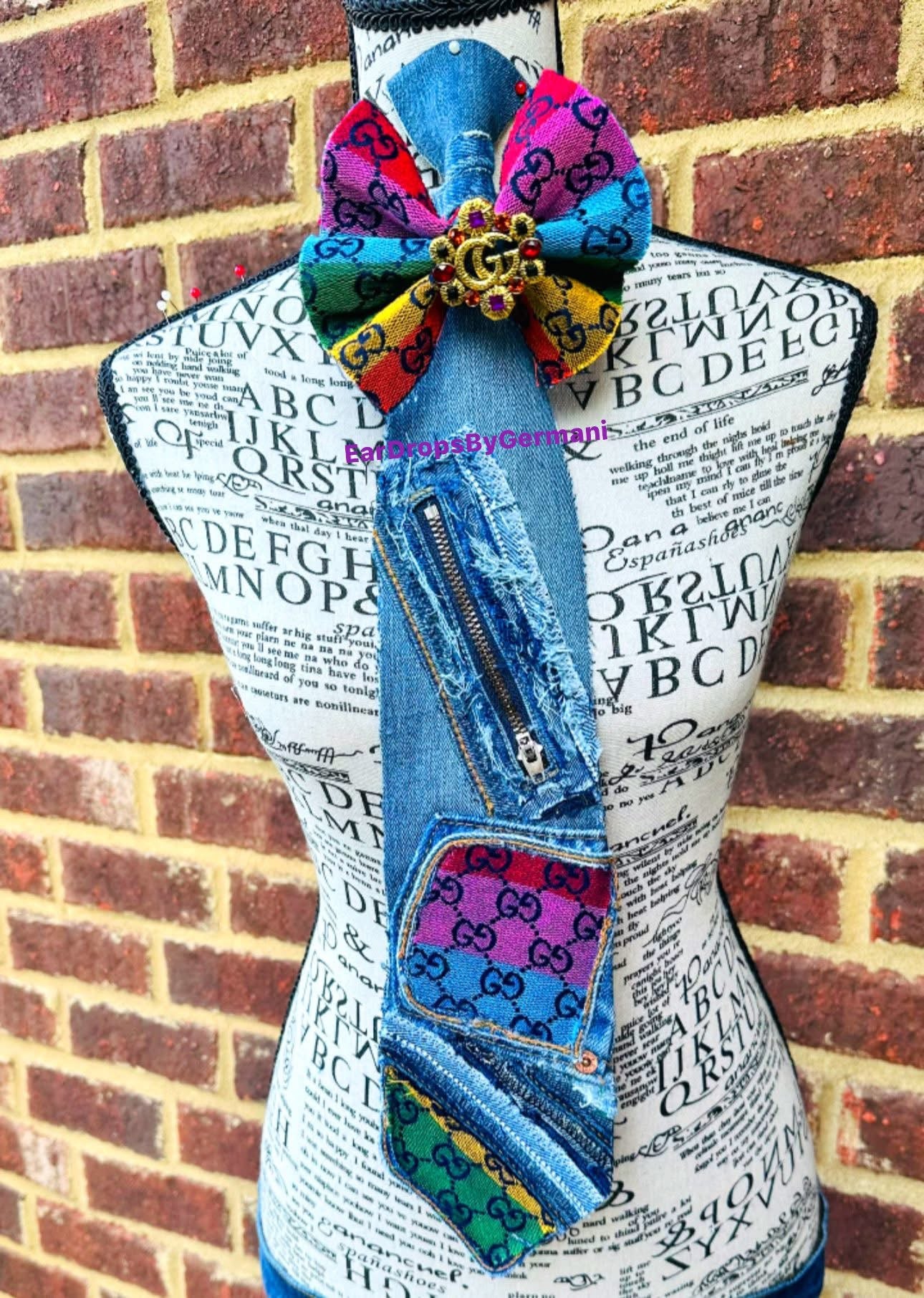Upcycled Girly Gurl Multicolor Bowtie Necktie