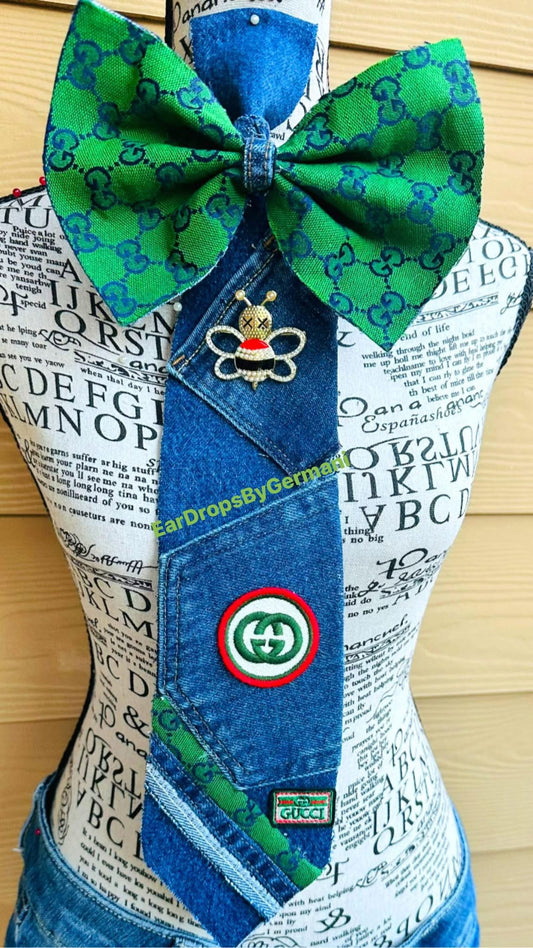 Green Giant Bowtie Necktie (brooch & embroidery patch)