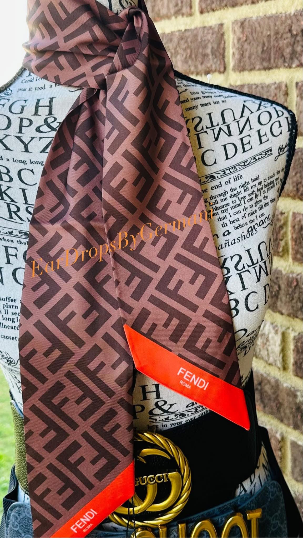 Burnt Orange & Brown Fashion Silk Scarf