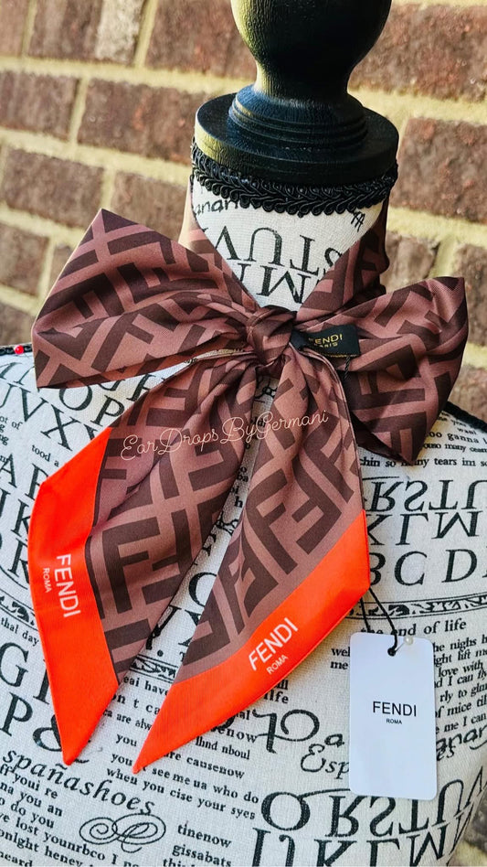 Burnt Orange & Brown Fashion Silk Scarf