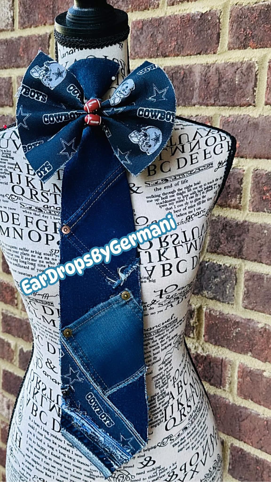Dallas Freestyle Distressed Denim Bowtie Necktie