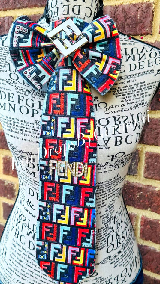 FamilyFriends Multicolor Bowtie Necktie With 2 Brooches (lightweight)