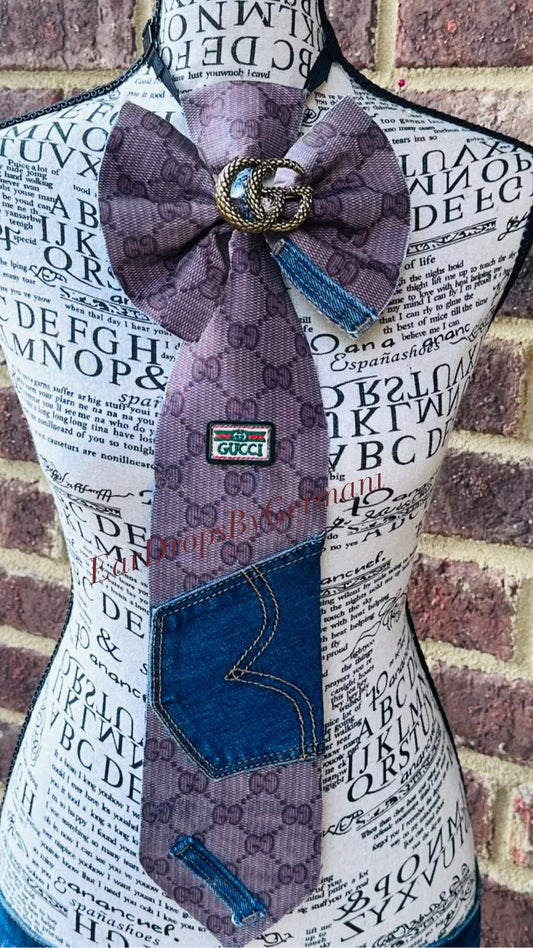 GiGi Brown & Denim Bowtie Necktie