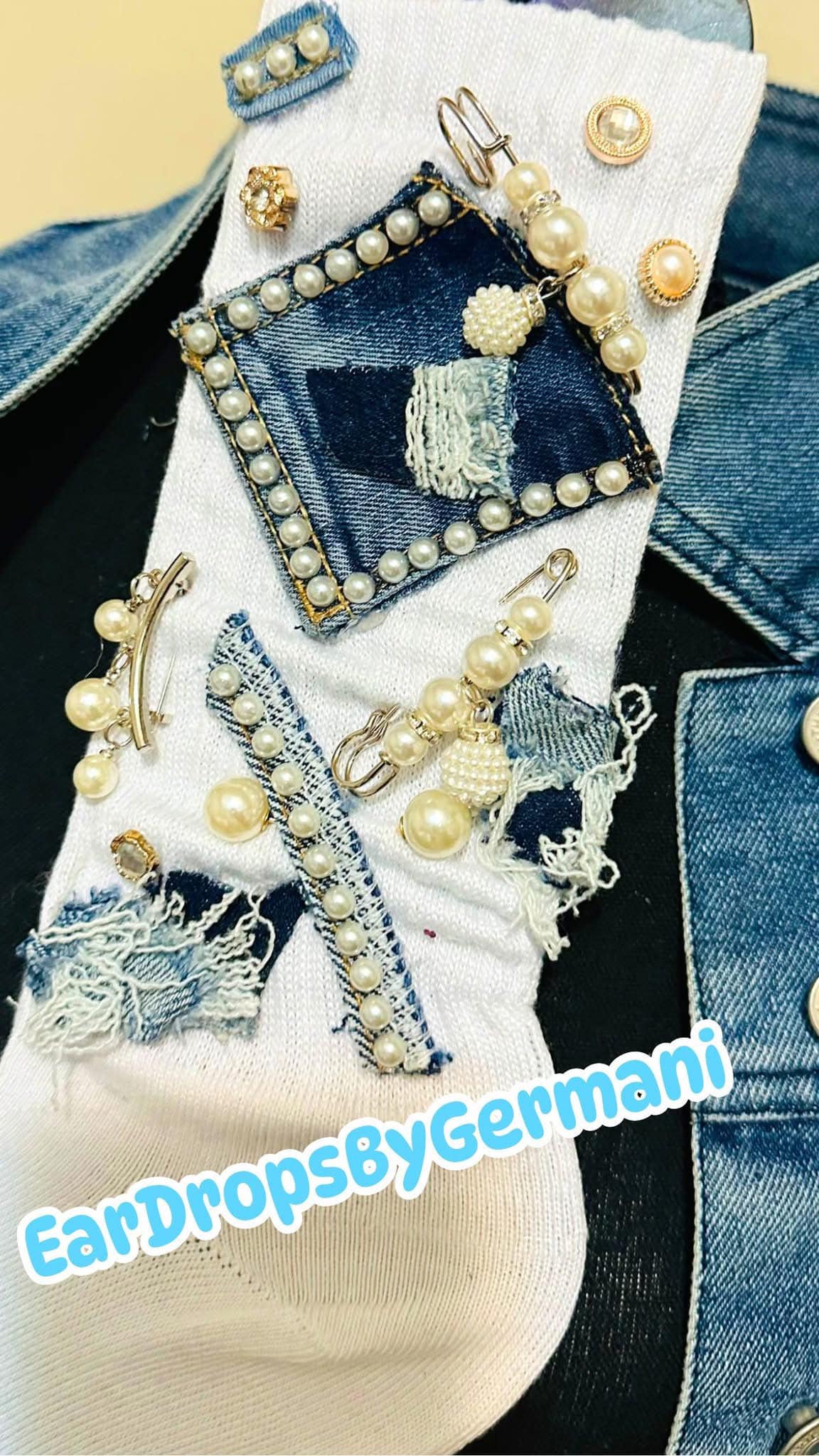 Denim & Pearls  Junk Socks / Denim Charm Socks