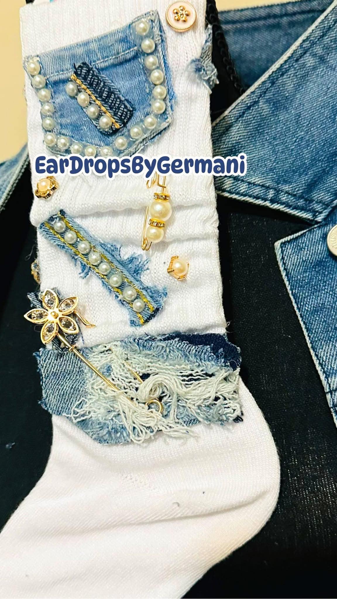 Denim & Pearls  Junk Socks / Denim Charm Socks