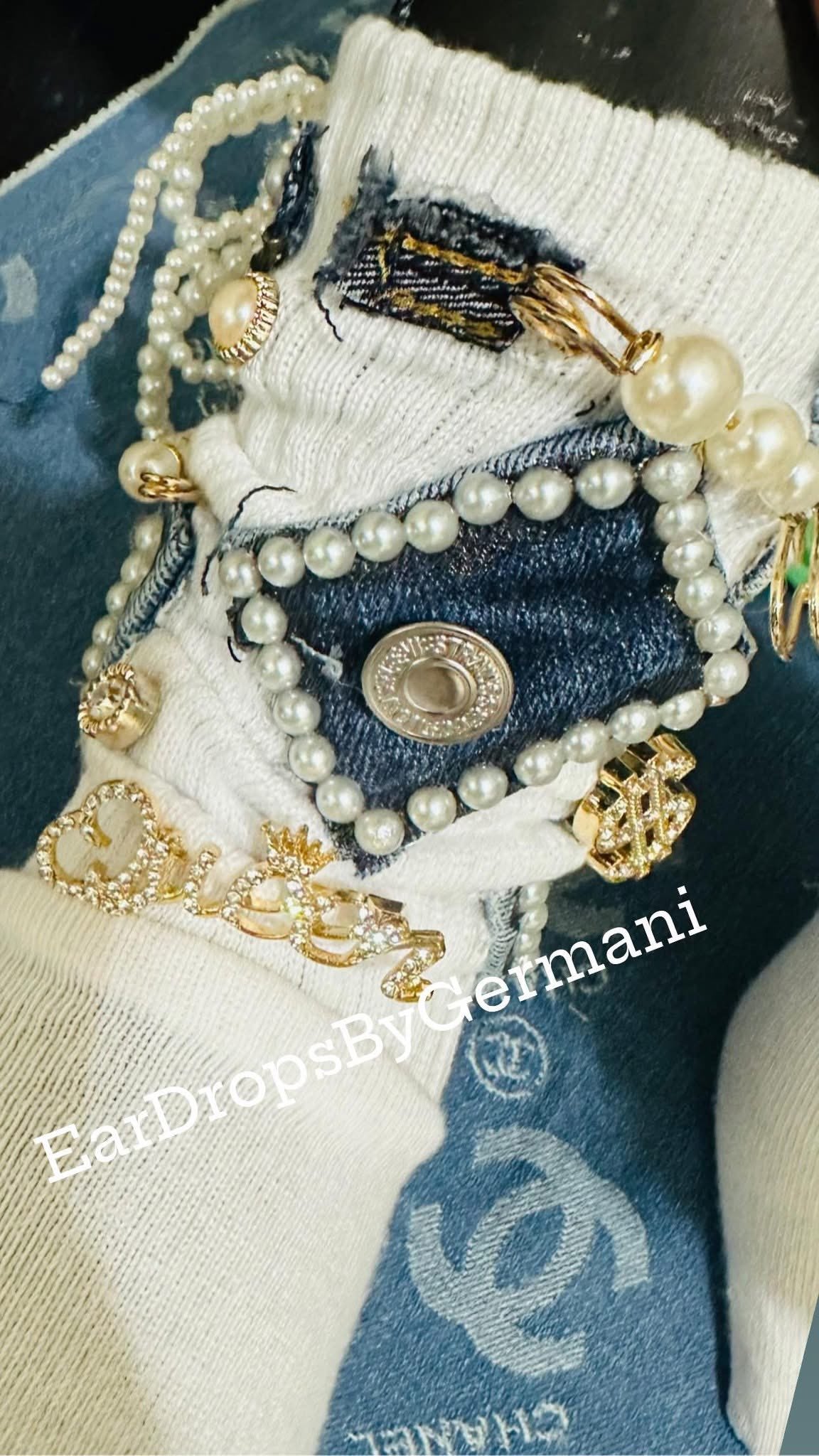 Denim & Pearls  Junk Socks / Denim Charm Socks