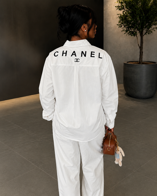 White Chanel Collar Blouse