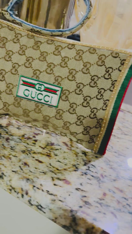 Handmade Brown GiGi Denim Wristlet Handbag