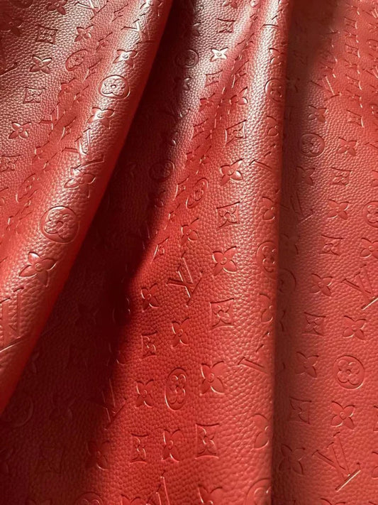 Red Embossed L'Vee Soft Leather Material DIY