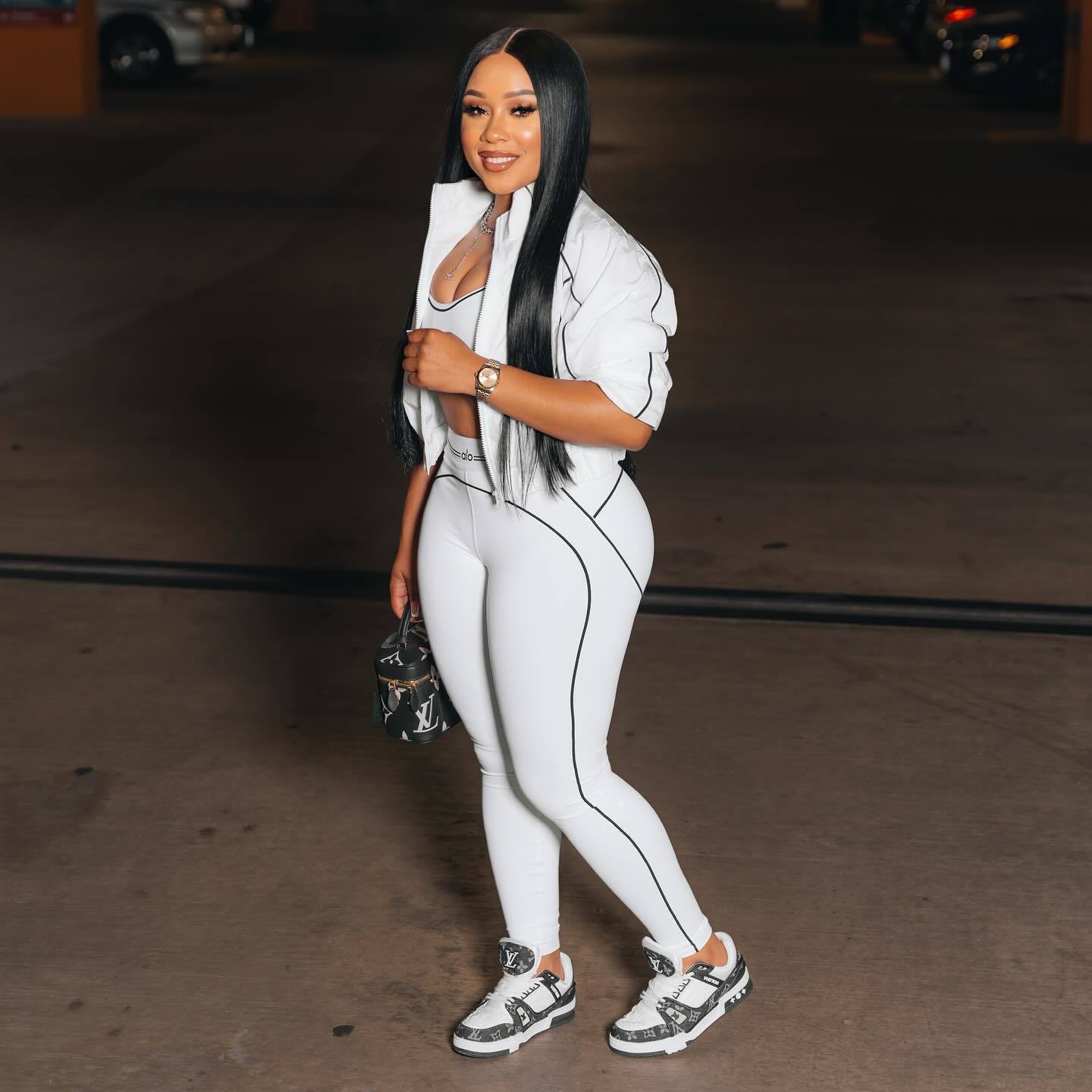 Alo White Yoga 3 pc Set (top, leggings, & jacket)