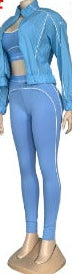 Alo Blue Yoga  3 pc Set (top, leggings, & jacket)