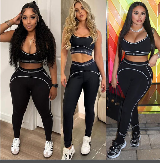 Alo Black Yoga 3 pc Set (top, leggings, & jacket)