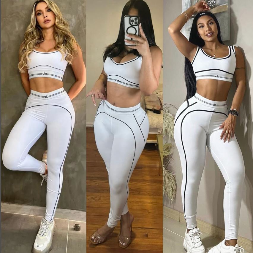 Alo White Yoga 3 pc Set (top, leggings, & jacket)